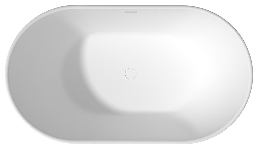 Solid Surface Stone Freestanding Tub Soak in Style with Matte White Finish, 57in