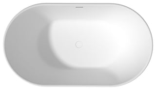 Solid Surface Stone Freestanding Tub Soak in Style with Matte White Finish, 57in