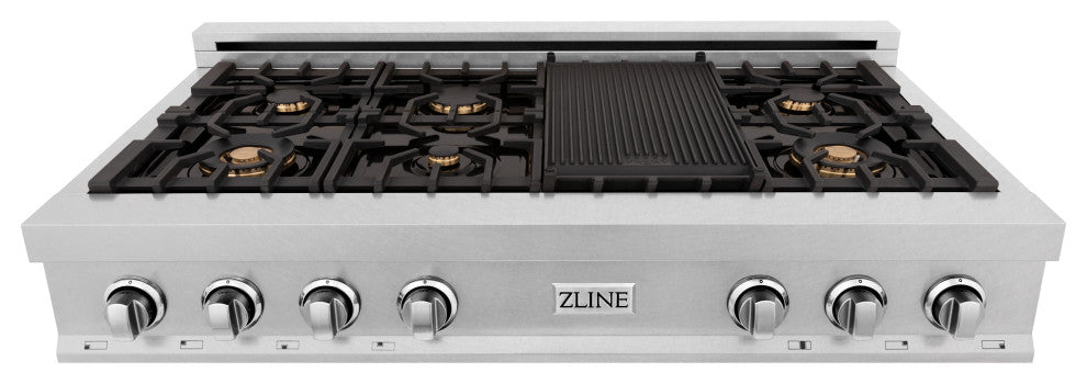 ZLINE 48" Gas Stovetop in Fingerprint Resistant Stainless Steel and Griddle