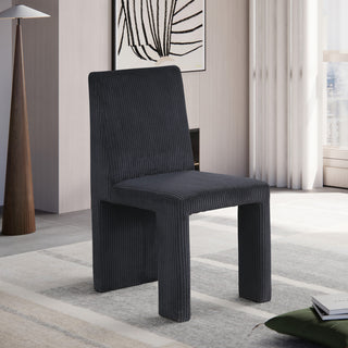Benson Upholstered Dining Chair, Black, Microsuede Corduroy