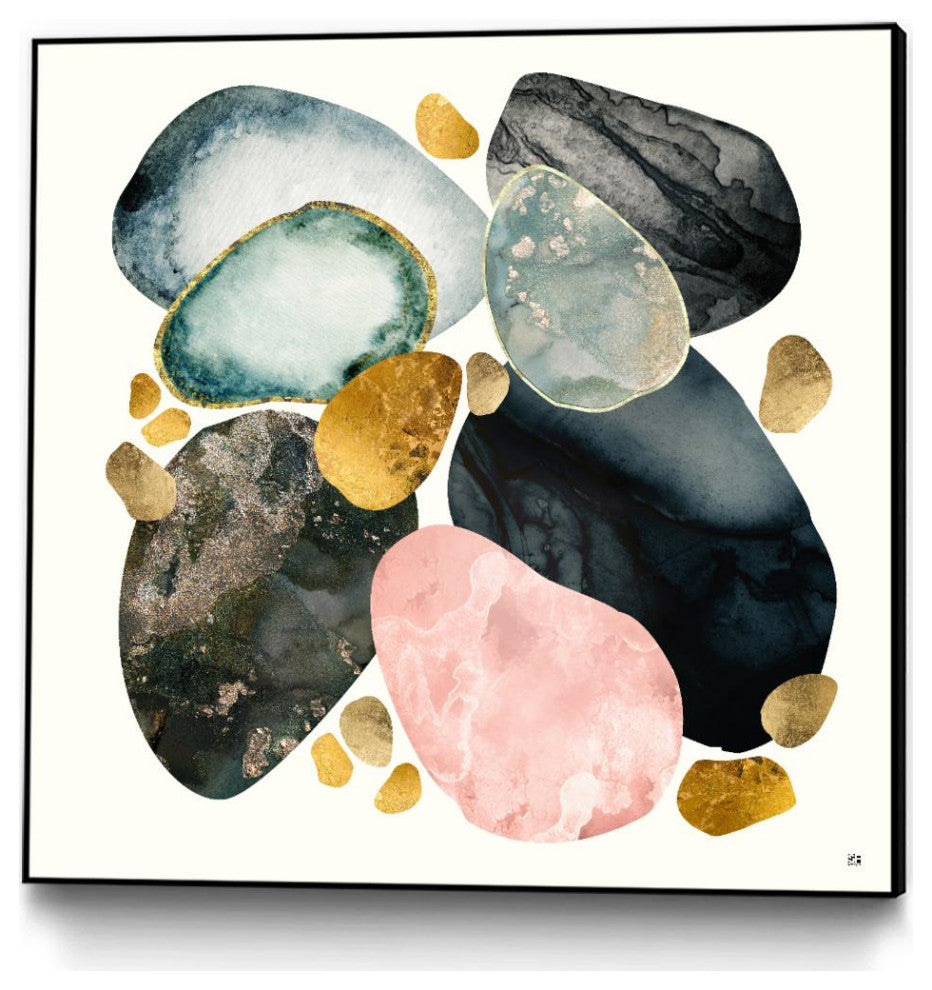 "Pebble Abstract" Framed Canvas by Giant Art 20"x20"