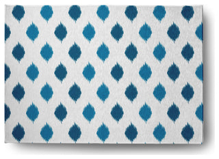 Ikat Dot Stripes Soft Chenille Area Rug, Teal, 5'x7'