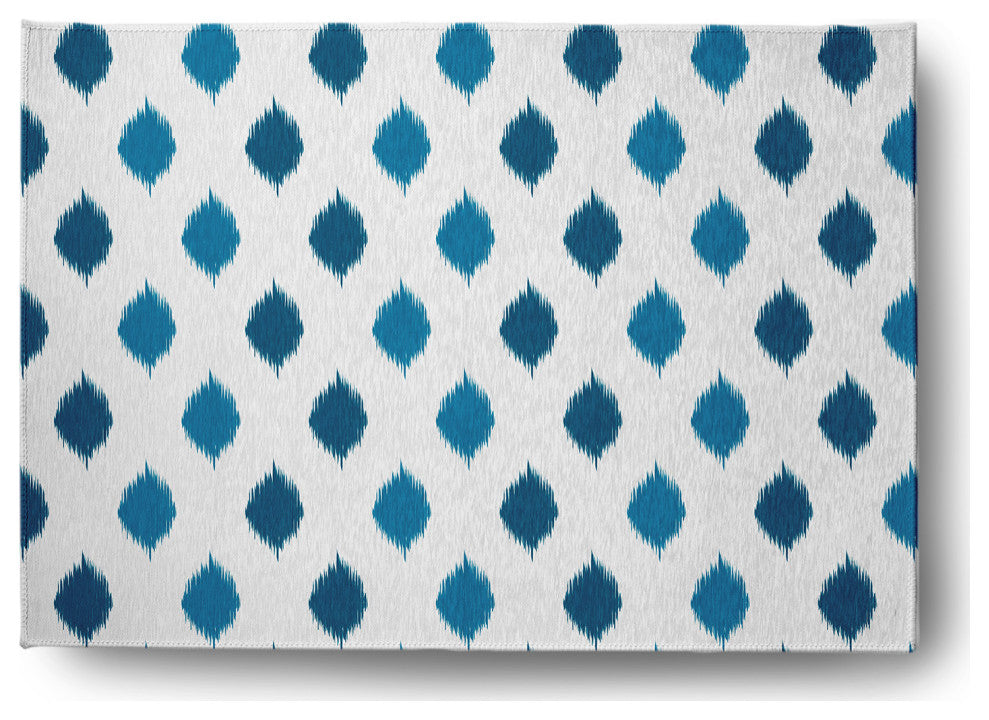 Ikat Dot Stripes Soft Chenille Area Rug, Teal, 5'x7'
