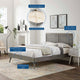 Platform Bed Frame, King Size, Wood, Gray, Modern Mid-Century, Bedroom