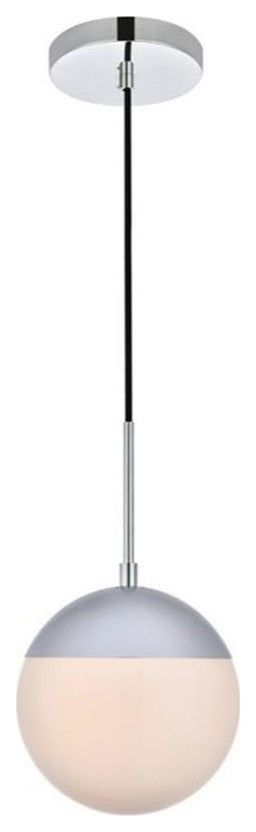Living District Eclipse 1-Light Metal & Glass Pendant in Chrome/Frosted White