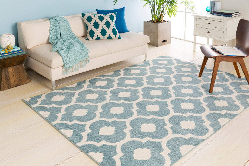 Surya Horizon HRZ-1098 7'10" Round Rug, Denim/Cream