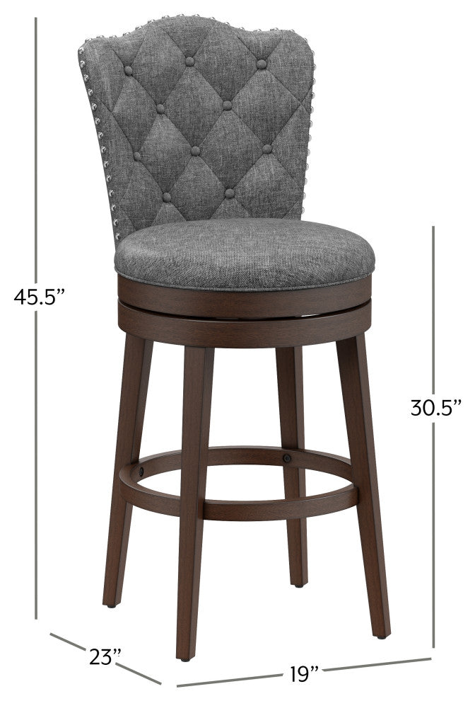 Hillsdale Edenwood Wood Bar Height Swivel Stool with Tufted Back
