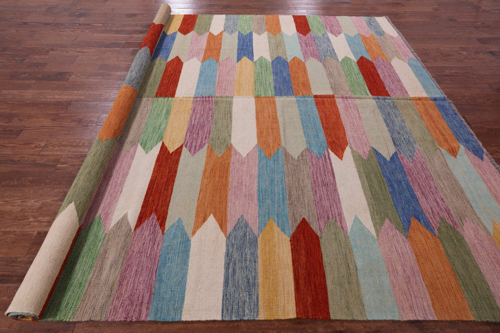 9' 6" X 12' 0" Kilim Flat Weave Wool On Wool Rug - Q12588