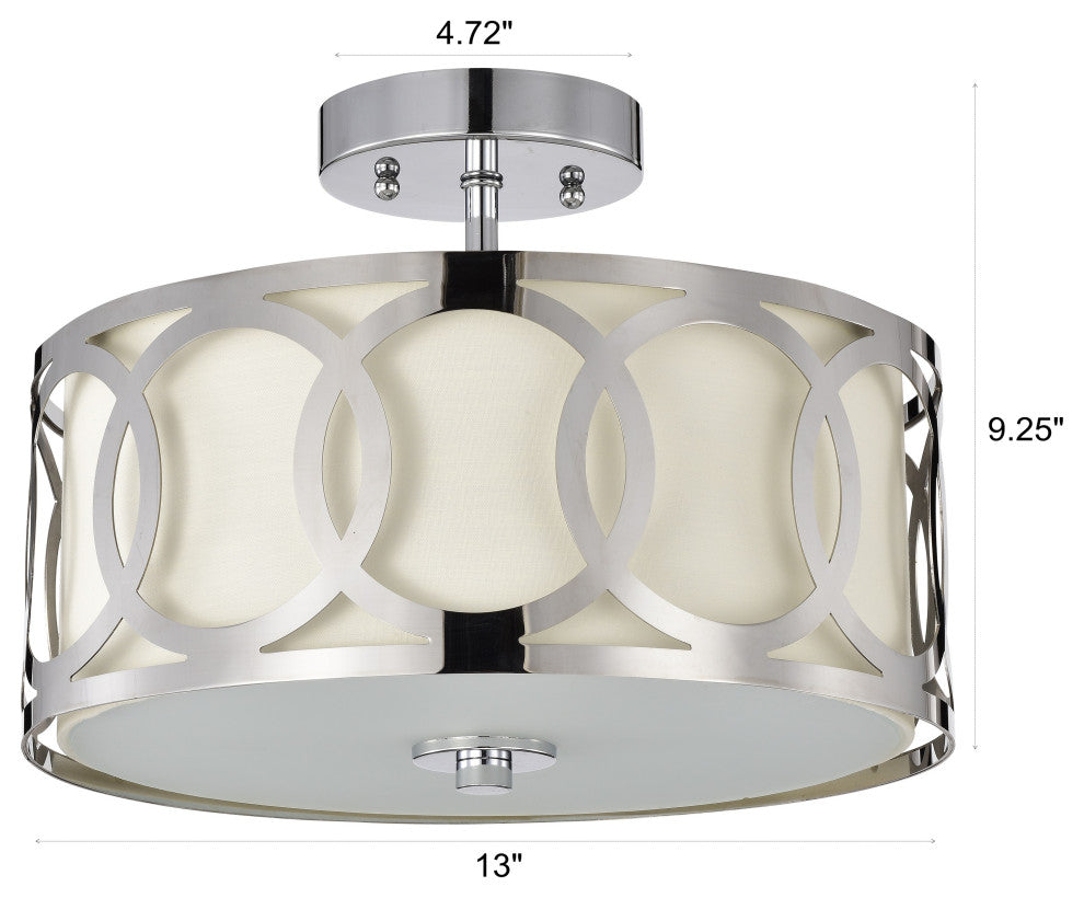 CHLOE Lighting BRONX Transitional 2-Light Chrome Semi-Flush Fixture