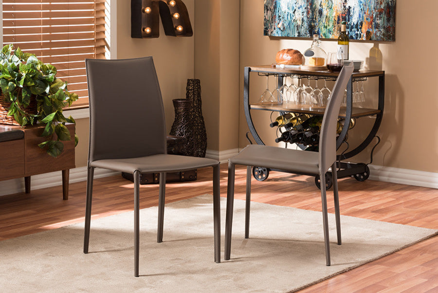 Rockford and Taupe Bonded Leather Upholstered Dining Chair, Set of 2