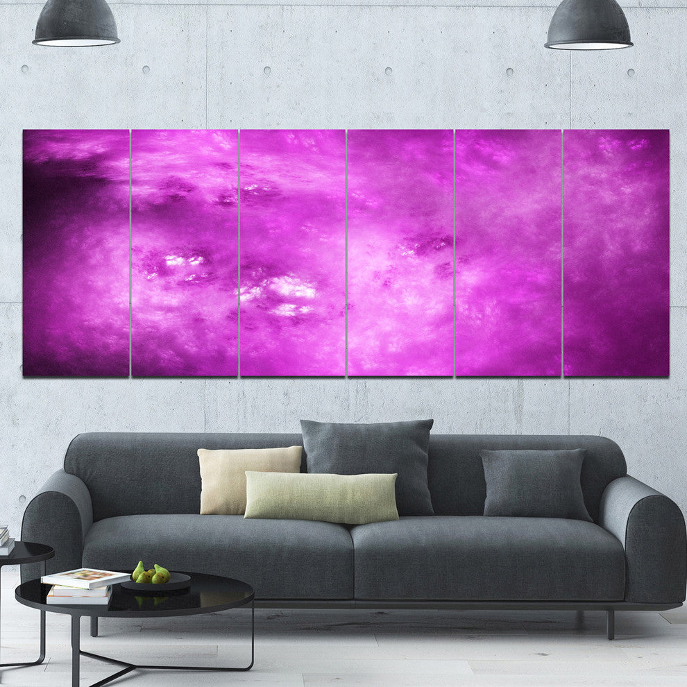 Bright Purple Sky with Stars, Abstract Canvas Art Print, 70"x28", 6 Panels