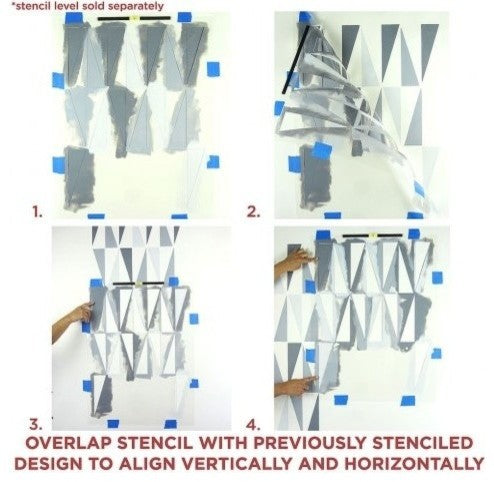 Geo Allover Wall Stencil Pattern, Reusable Stencils For Easy DIY Wall Decor