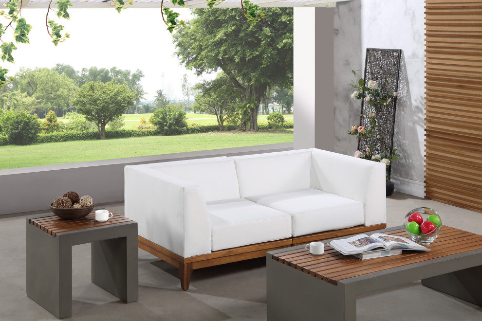 Rio Water Resistant Fabric  Patio 2-Piece Modular Sofa, Off White