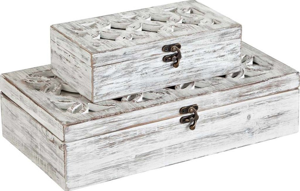 Floribundus Wooden Boxes, Set Of 2