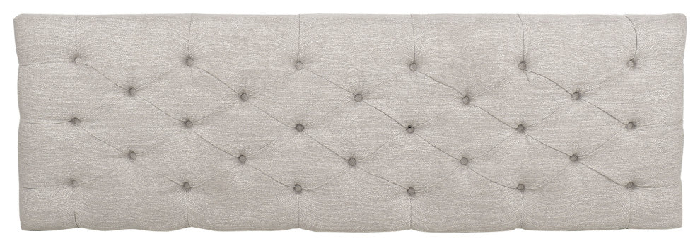 Pelon Contemporary Button Tufted Bench With Shelf, Beige/Dark Walnut