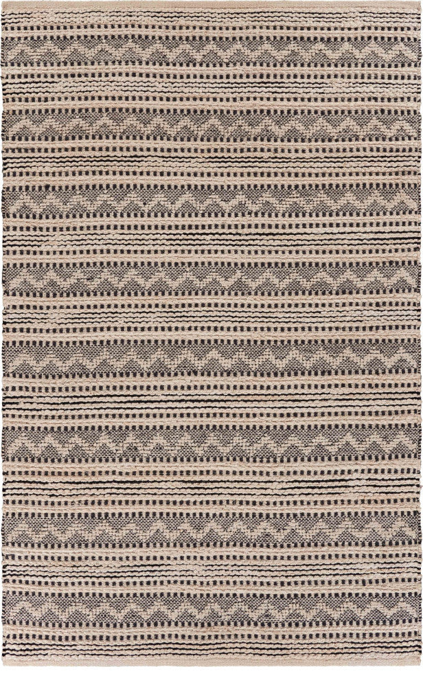 8"x10" Black and Blush Chevron Stripe Area Rug