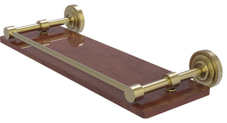 Dottingham 16" Solid Wood Shelf with Gallery Rail, Satin Brass