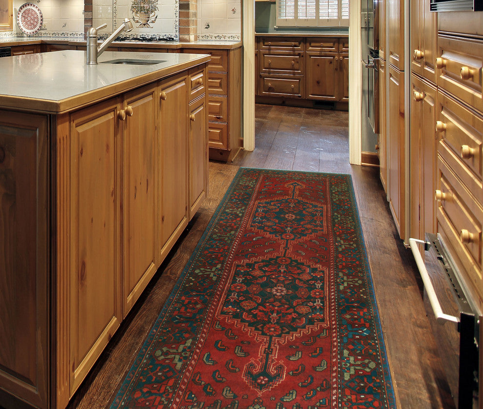 Fine Vintage Distressed Alyanna Red/Blue Runner, 3'8x9'0