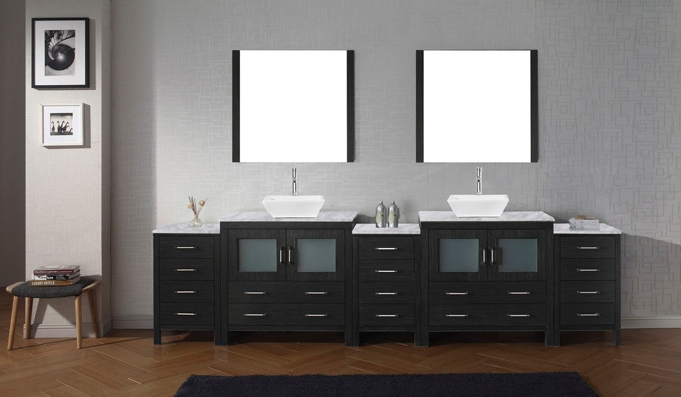 Dior 126" Double Bathroom Vanity, Zebra Gray, Marble, Polished Chrome Faucets