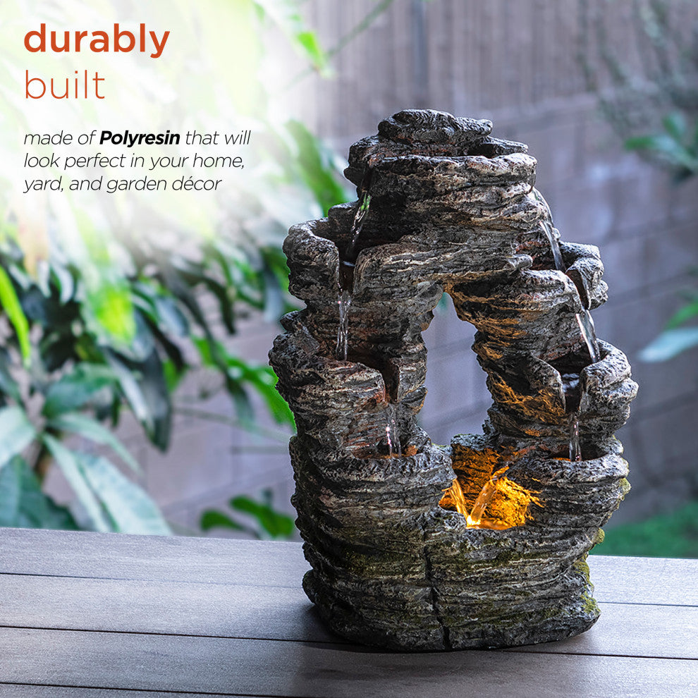 Alpine Stone Look Oval Shaped Fountain, 14" Tall