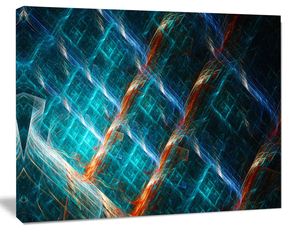 Glowing Green Fractal Grill, Oversized Abstract Canvas Art Print, 60x40
