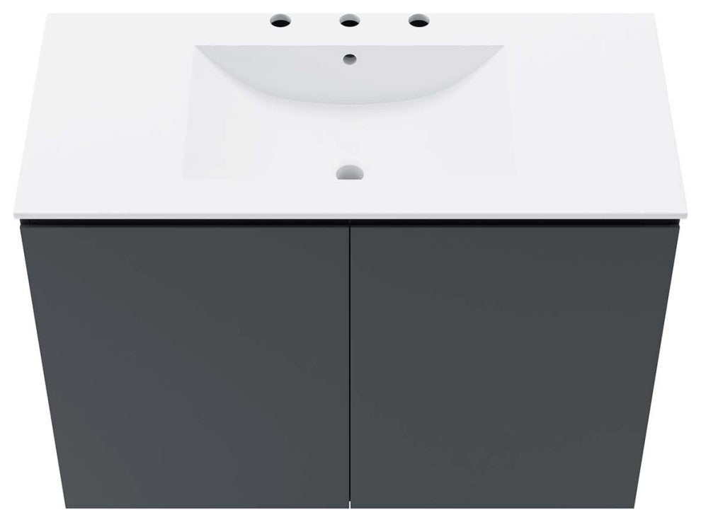 Bryn 36" Wall-Mount Bathroom Vanity, Gray White