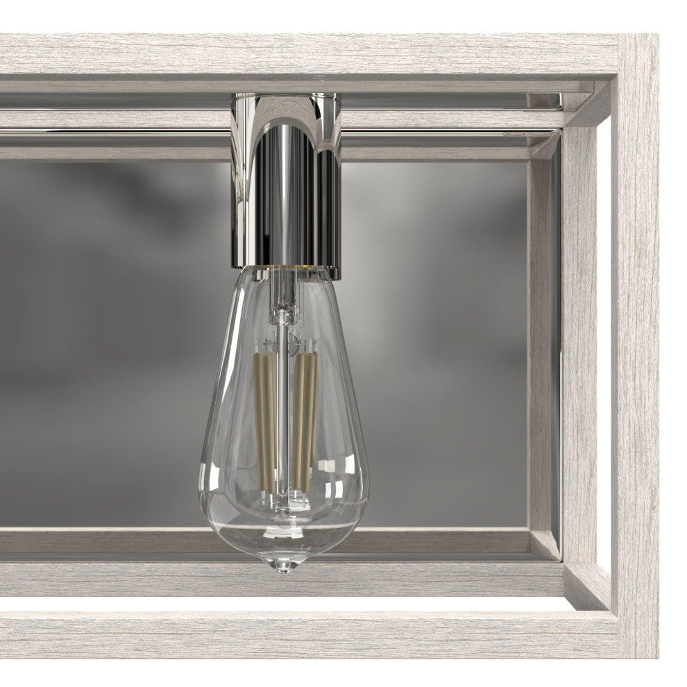 Hunter Squire Manor Distressed White and Chrome 2 Light Vanity Wall Light