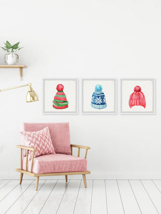 Winter Hats Triptych, 3-Piece Set, 32x32