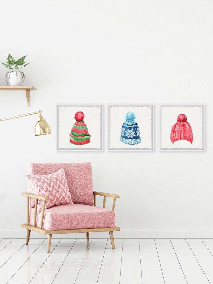 Winter Hats Triptych, 3-Piece Set, 32x32
