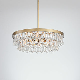 Bonnie Brushed Brass 4-light Crystal Teardrop Round Chandelier