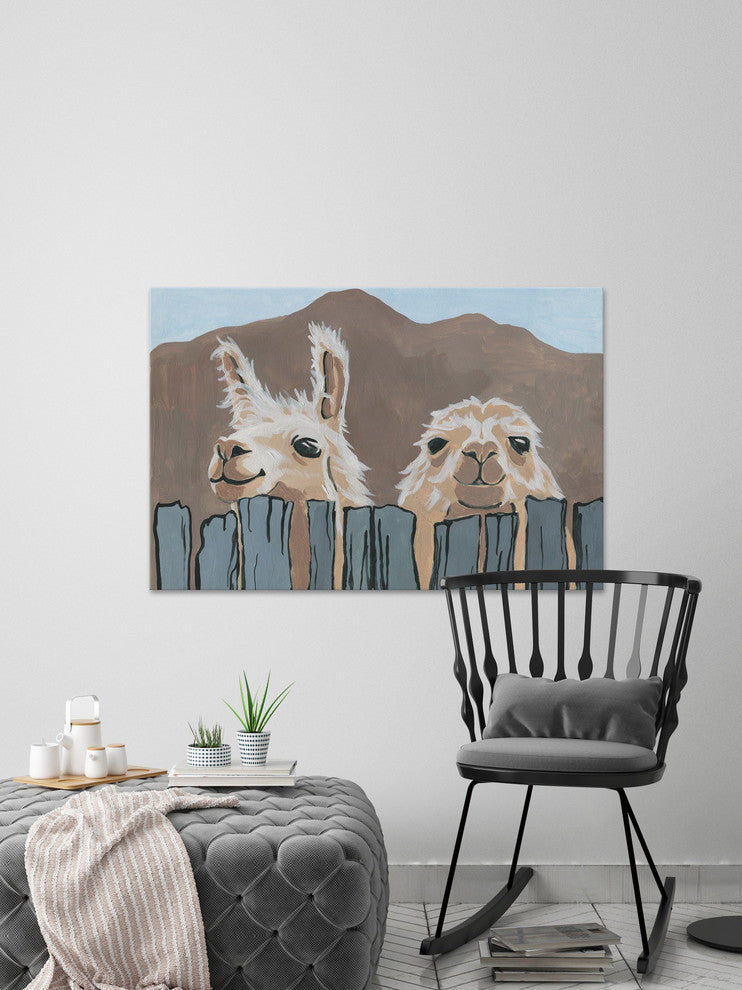"Peekaboo Llamas" Painting Print on Wrapped Canvas, 30"x20"
