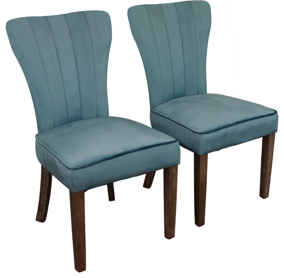 Sullivan 63" Dining Table With 6 Cleo Chairs, Teal Velvet Fabric