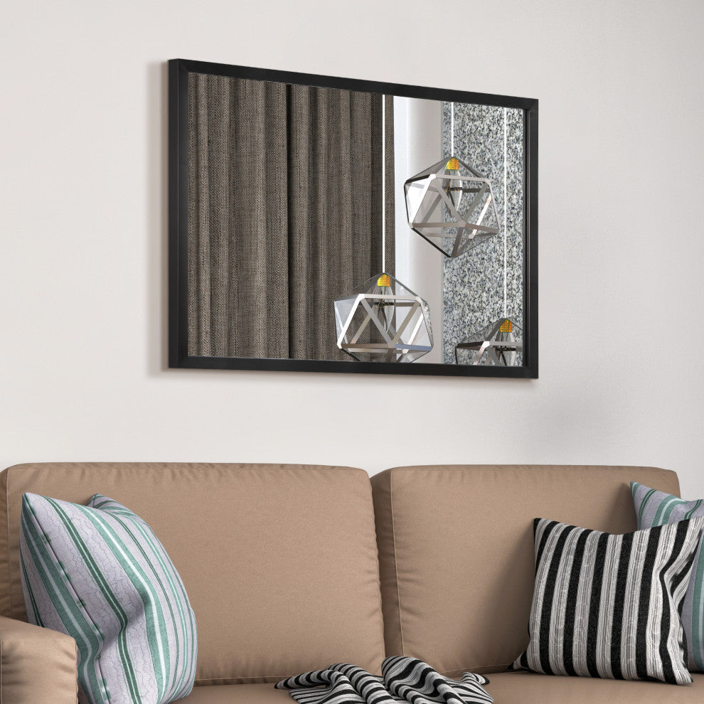 Contempo Stainless Steel Gold Wall Mirror, Brushed Black, 24"x36"