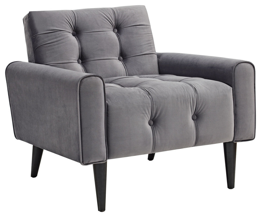 Delve Velvet Armchair, Gray