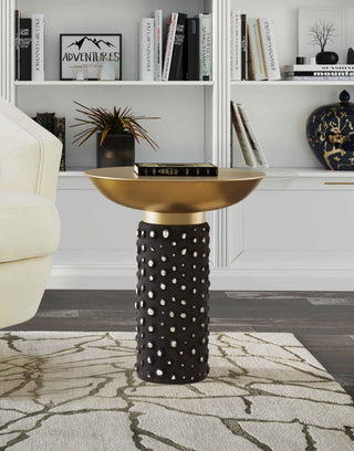 Blaze Glass/Brass Side Table - Antique Brass