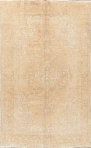 Consigned, Vintage-Style Faded Handmade Persian Wool Area Rug, Beige, 6x10