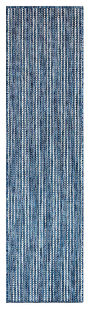 Carmel Texture Stripe Indoor/Outdoor Rug, Navy, 1'11"x7'6" Runner