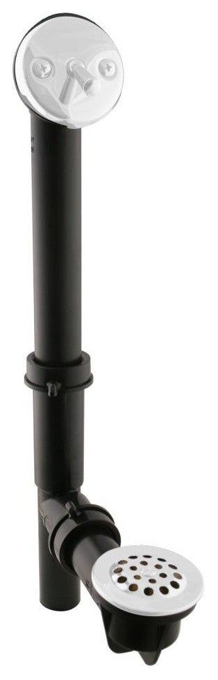 Black 1.5" Tubular Trip Lever Bath Waste In Powder Coated White, Black