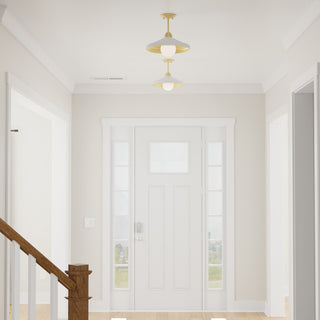 Brooks Matte White 14" Semi-Flush Mount Ceiling Barn Light