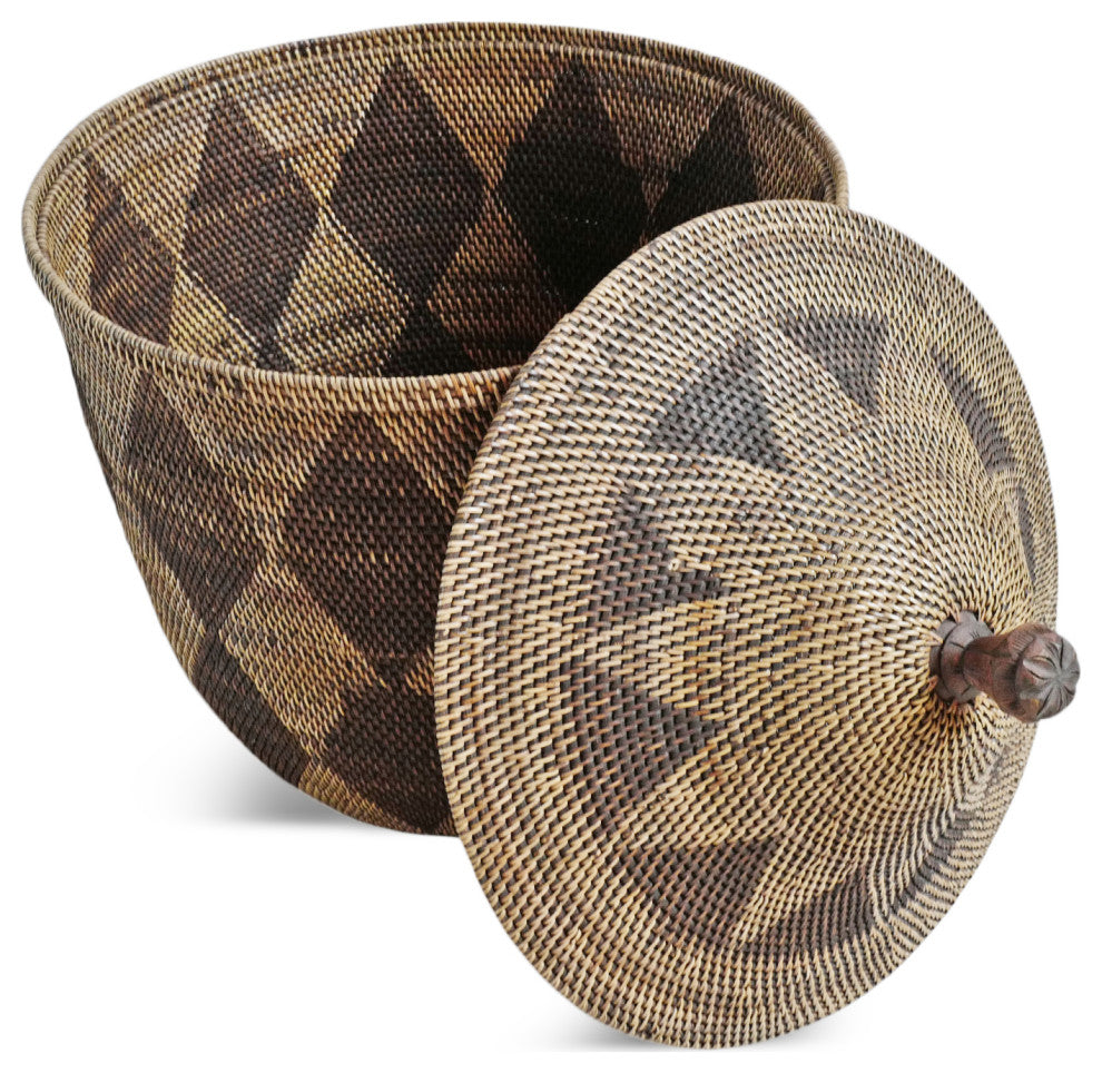Diamond Tea Stained Basket WithLid