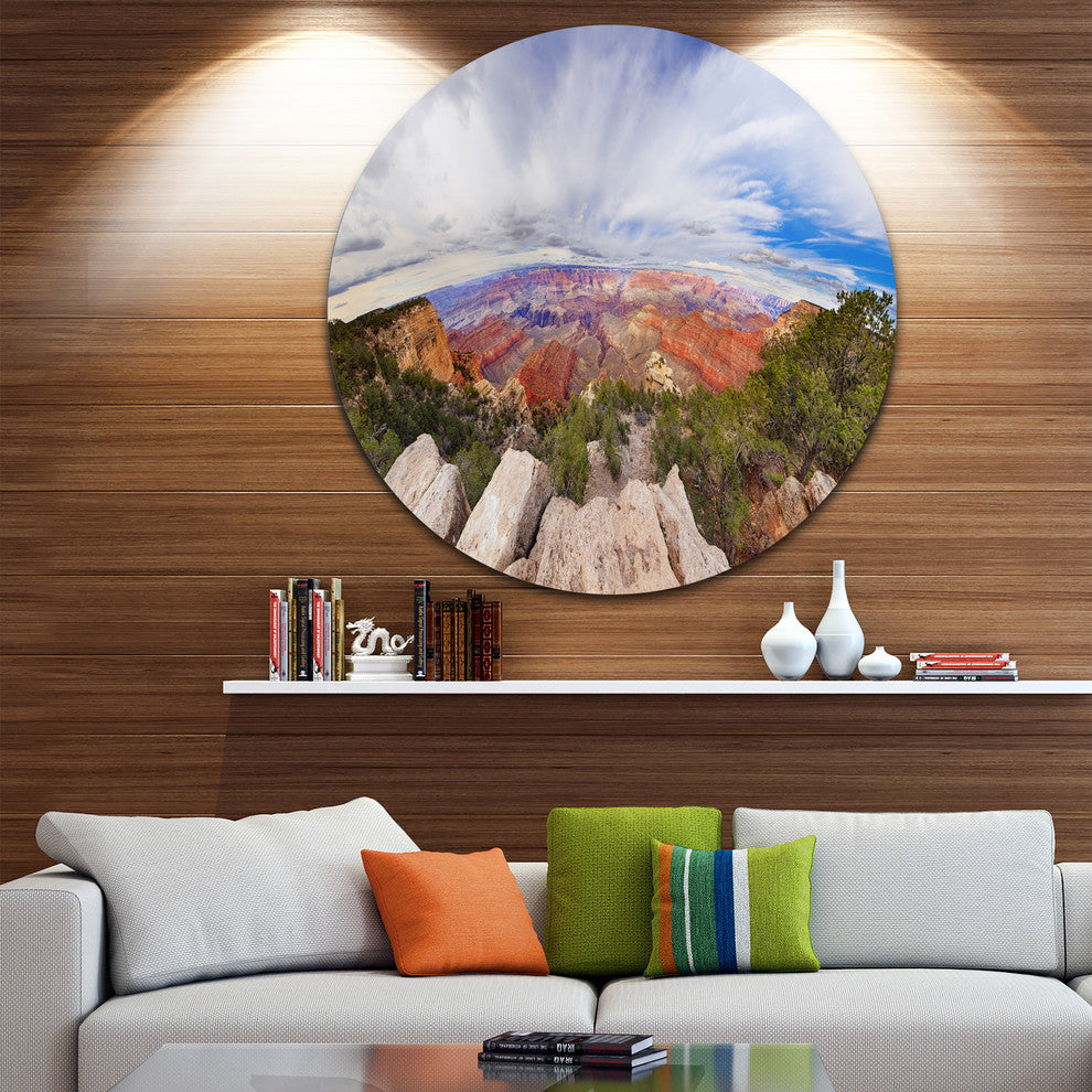 Eye Looking At The Grand Canyon, Landscape Disc Metal Wall Art, 11"