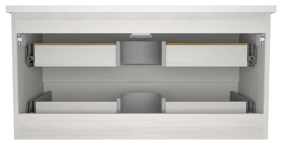 Conques 39" Wall Mount Bathroom Vanity Set, Rich White