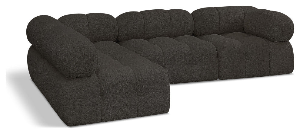 Ames Boucle Fabric L-Shaped Modular Sectional, Brown, 4-Piece: 2 Armless Chair, 2 Corner Chair