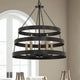 5-Light Candle Style Wagon Wheel Chandelier, Classic Black/Brass Dust