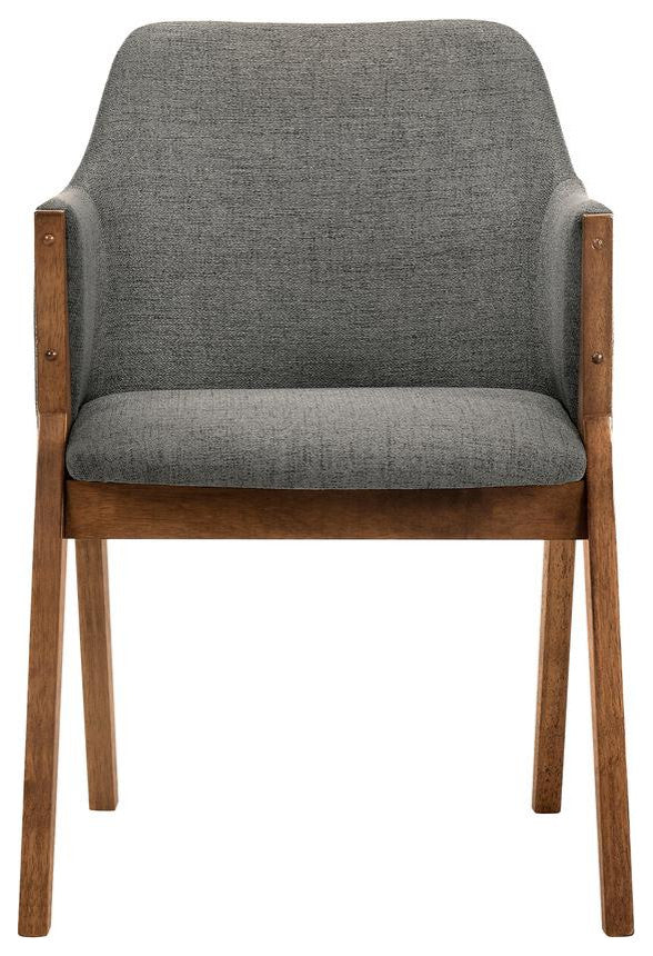 Renzo Charcoal Fabric and Walnut Wood Dining Side Chairs - Set of 2