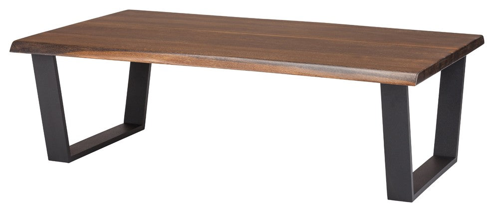 Versailles Coffee Table In Seared Oak And Matte Black Steel Legs