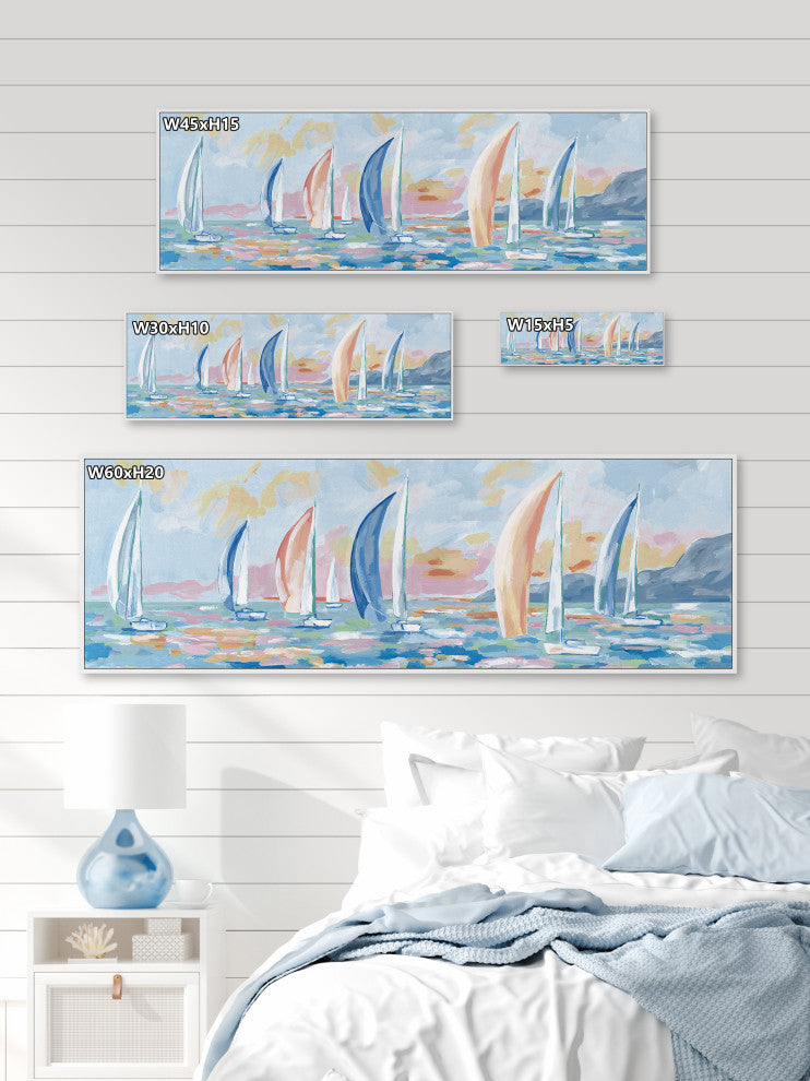 "I Need My Boat" Floater Framed Painting Print on Canvas, 30x10