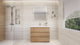 Alston 42" Free Standing Modern Vanity, New England Oak, Glossy White Top