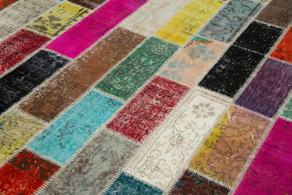 Rug N Carpet - Hand-Knotted Turkish 6' 7" x 9' 10" Unique Patchwork Area Rug