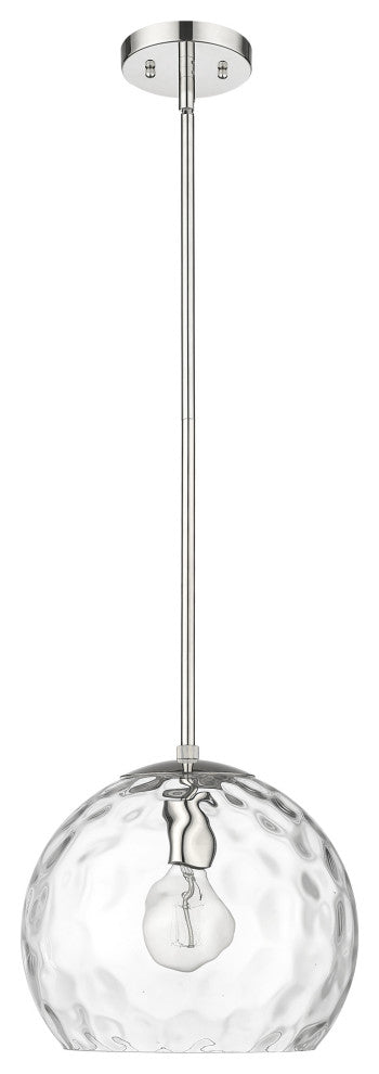 Mackenzie Polished Nickel 1-Light Pendant With Rippled Water glass